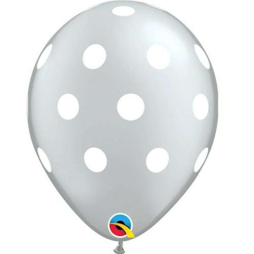 Polka Dot Balloons - Silver - Click Image to Close